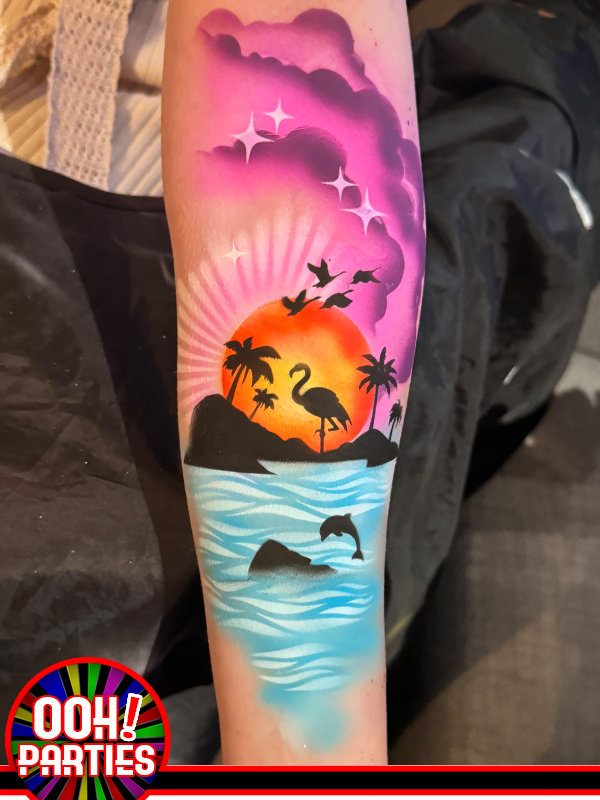 Flamingo Island Airbrush Tattoo